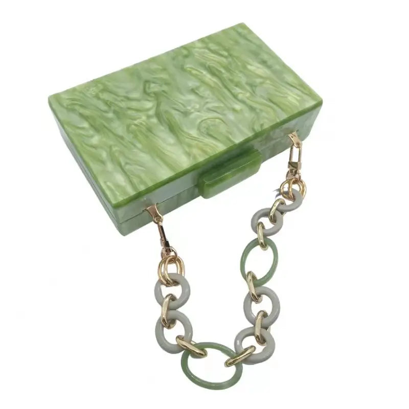 Women's Green Acrylic Crossbody Bag - Luxury Designer Clutch Shoulder Bag