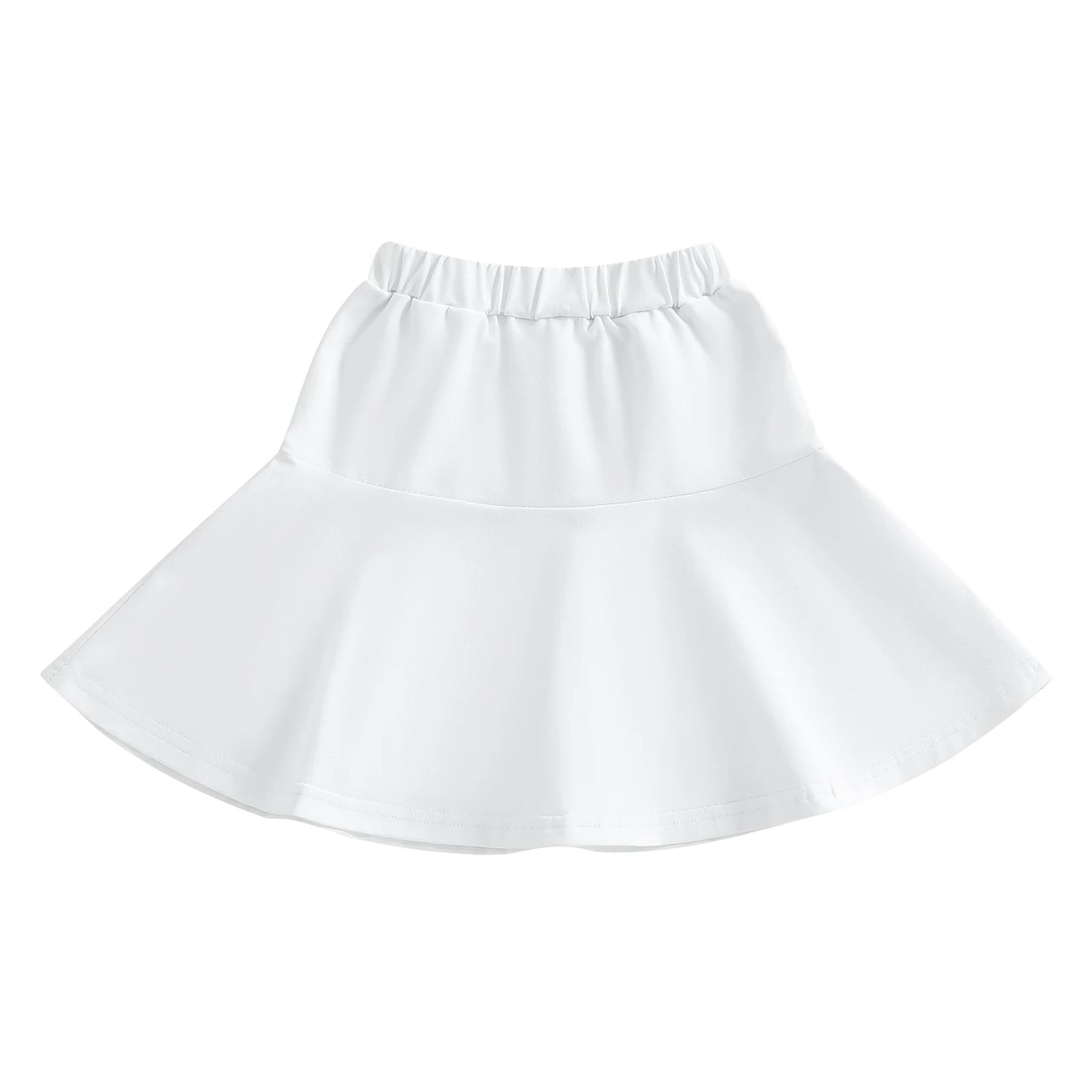 Girls' Ruffled A-Line Skirt - Solid Colour Elastic Waist Mini Skirt