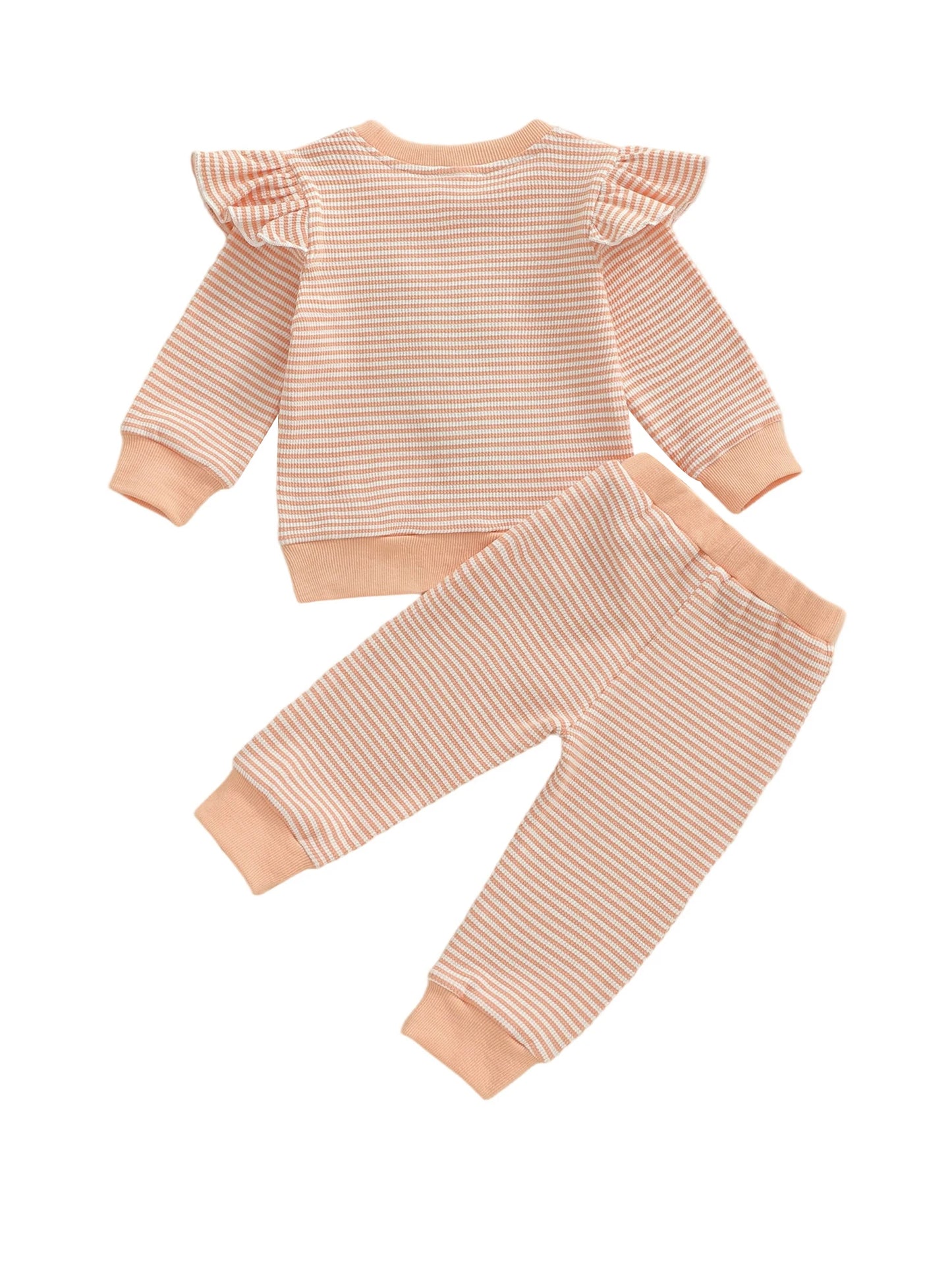 Baby Girls Goose Embroidered Striped Outfit Set (0-4Y)