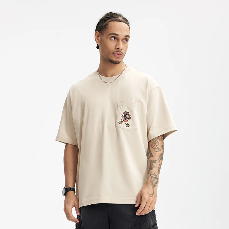 Unisex Sports Embroidered Pocket Tech Fabric Cool Touch Quick-Dry Short Sleeve T-Shirt