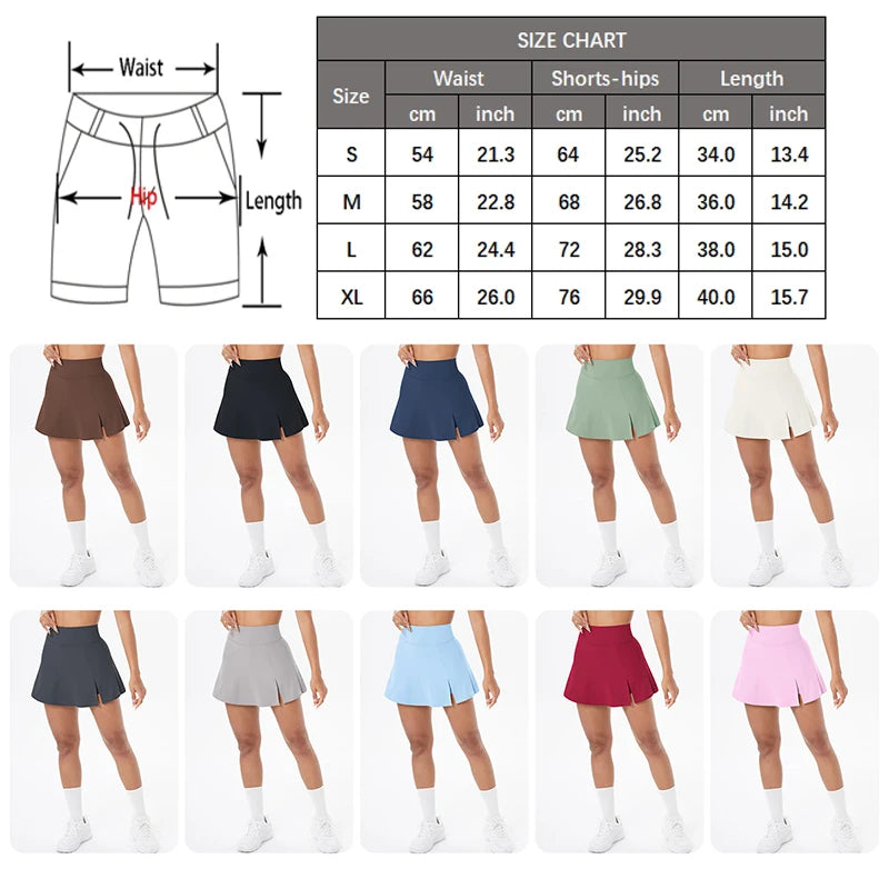 Women's Summer Tennis Skirt - 2-in-1 High Waist Athletic Skort with Built-in Shorts