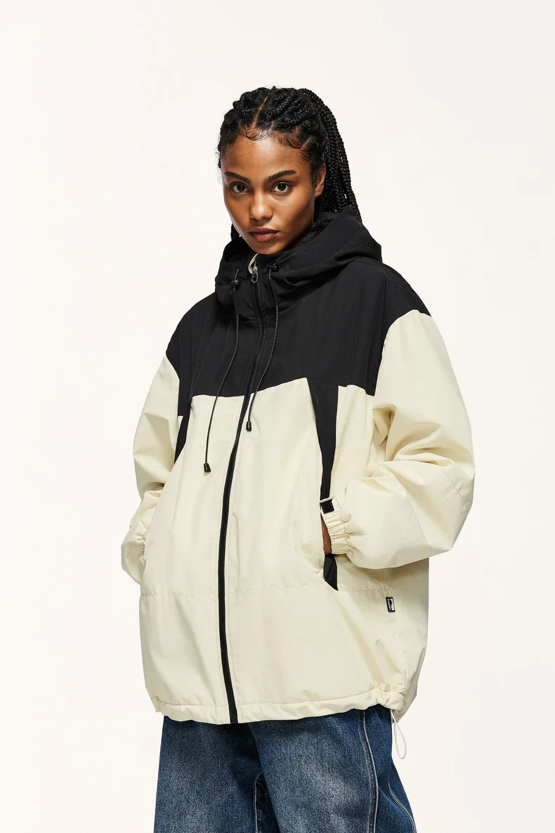 Unisex Winter Arctic Velvet Inner Parkas  High Neck Windproof Cotton Padded Hooded Jacket Outdoor Coat