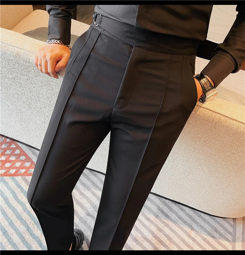 Men's British Style Slim Fit Smart Casual Trousers