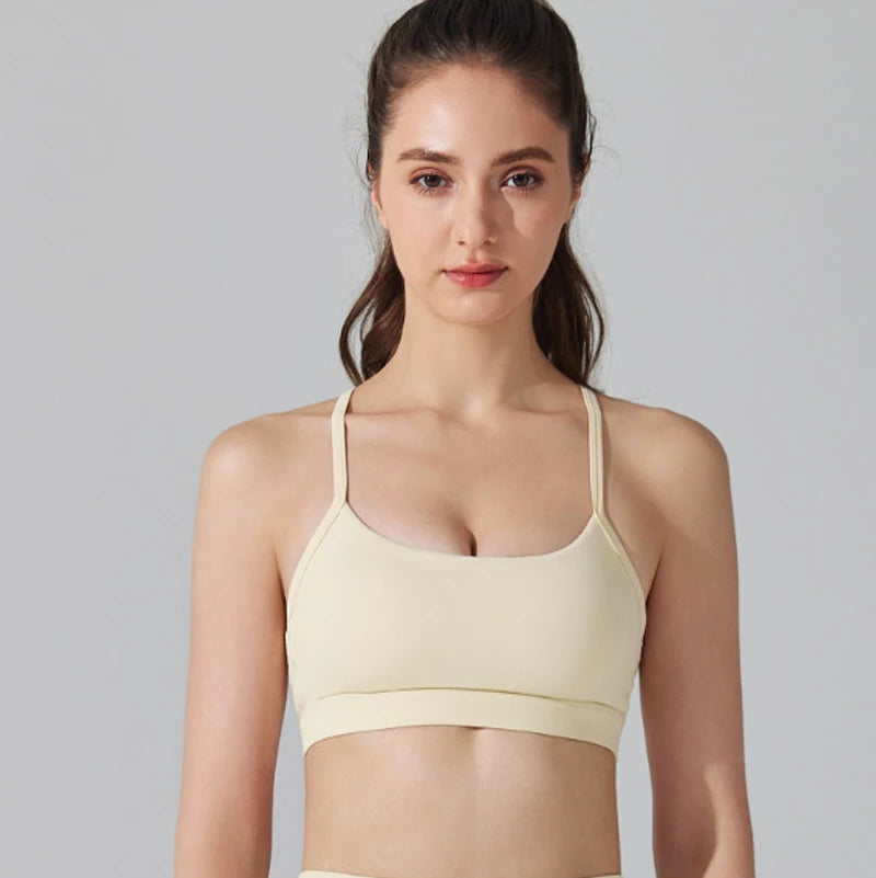 Women's Fitness Yoga Bra Buttery Soft Gym Crop Top Back Breathable Workout Top Sports Vest