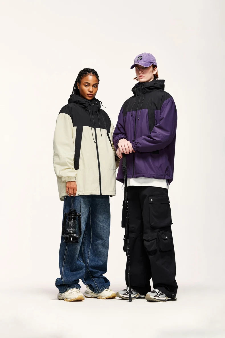 Unisex Winter Arctic Velvet Inner Parkas  High Neck Windproof Cotton Padded Hooded Jacket Outdoor Coat