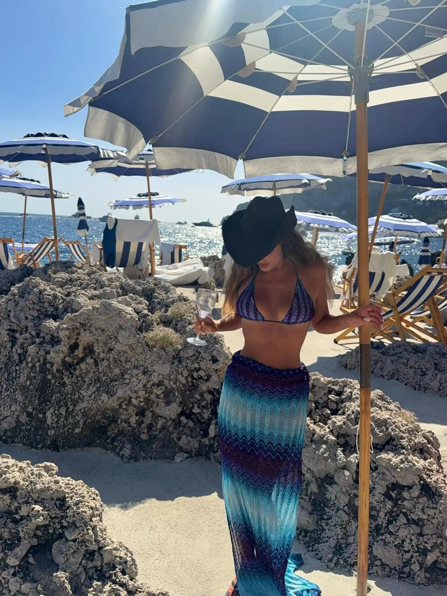 Women's Strapless Print Bandage Maxi Dress - Split Cover Up & Evening Wear