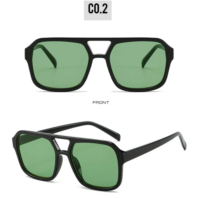 Women's Retro Square Sunglasses - Large Frame UV400 Protection Eyewear
