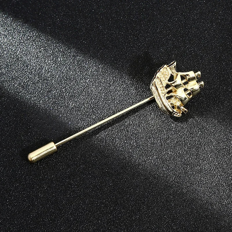 Vintage Metal Leaf Flower Brooch - Gold Tone Lapel Pin for Women & Men