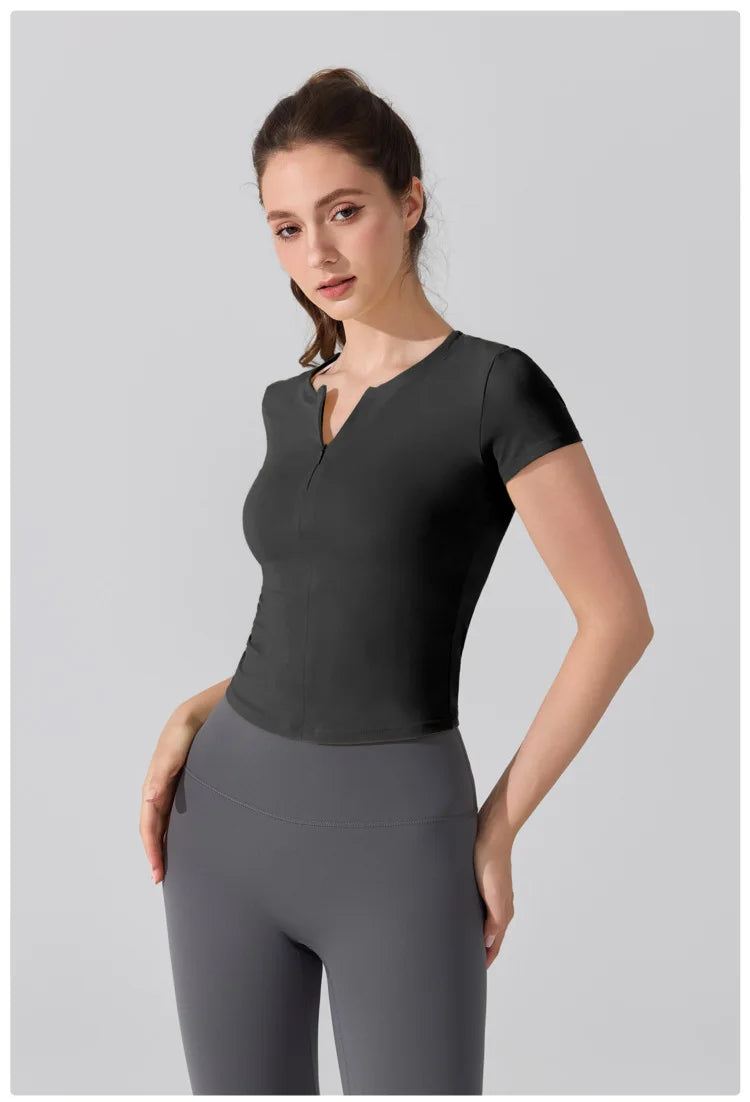 Women's Quick-Dry Yoga T-Shirt - Breathable Slim Fit Athletic Top