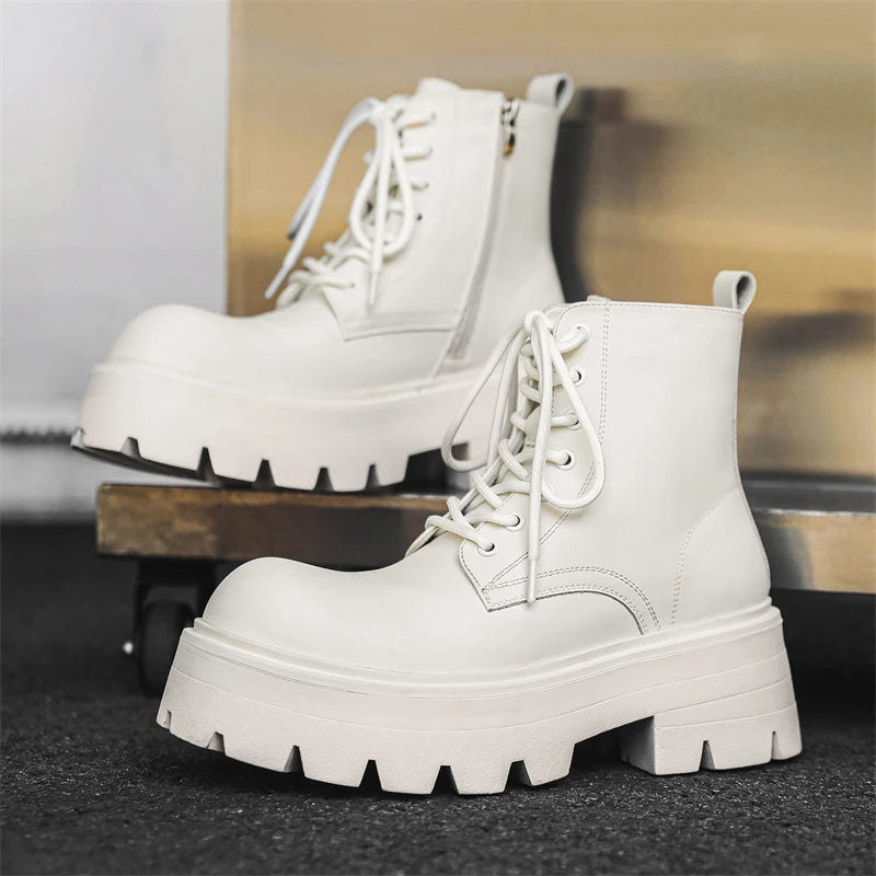 Men’s Platform Lace Up Plush Chunky High Top Ankle Boots