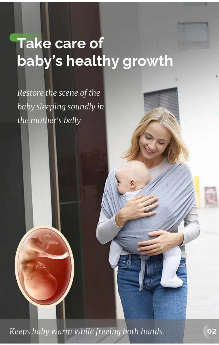 Ergonomic Baby Wrap Sling Carrier Soft Cotton Kangaroo Sling for Newborns to 36 Months