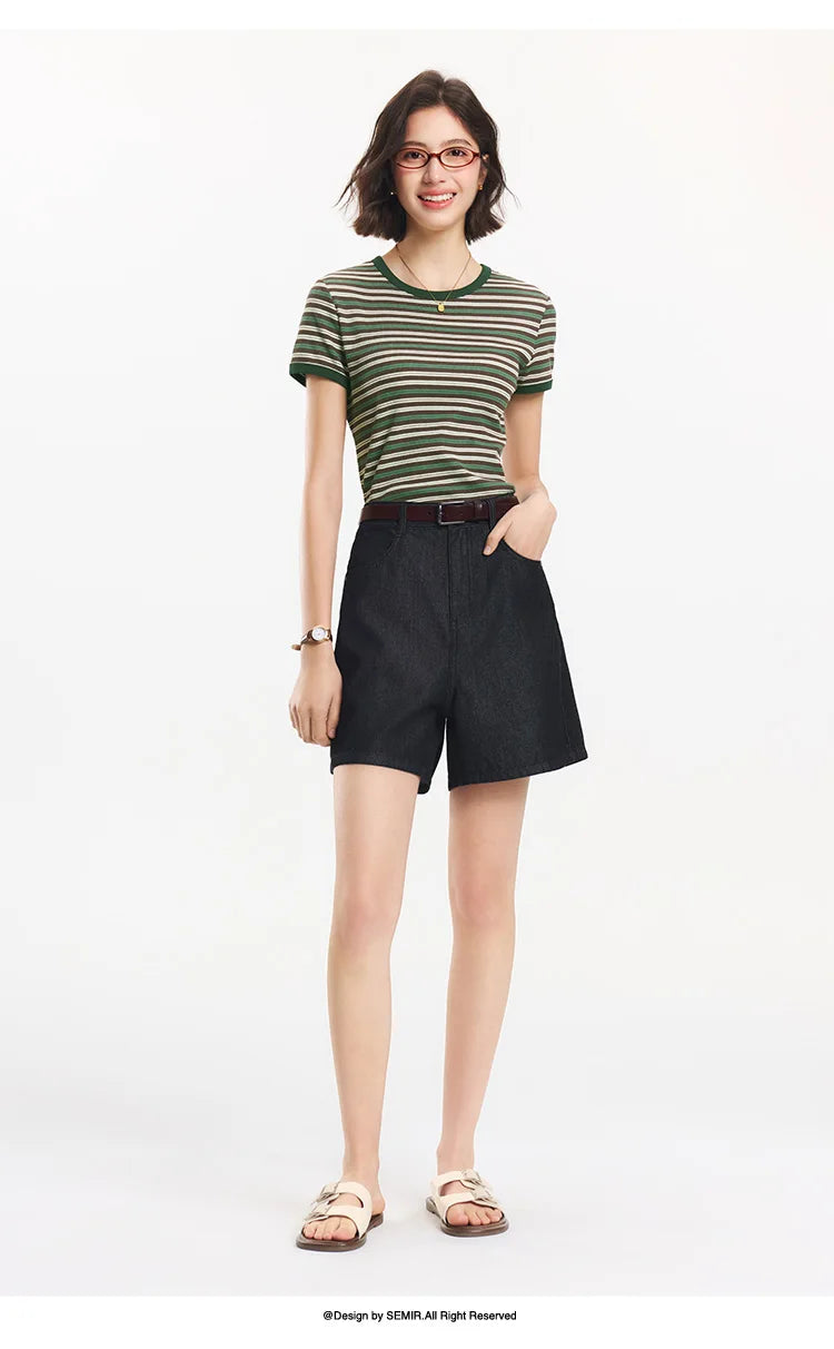 Women's Slimming Straight Leg Denim Shorts - Cooling Summer Style
