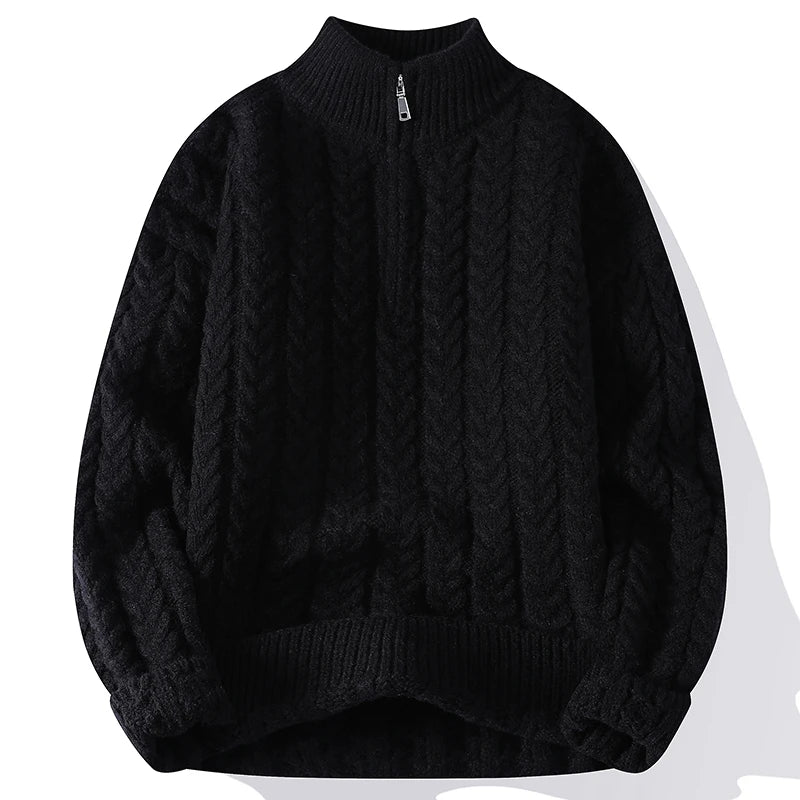 Men's Mock Neck Half-Zip Knit Sweater