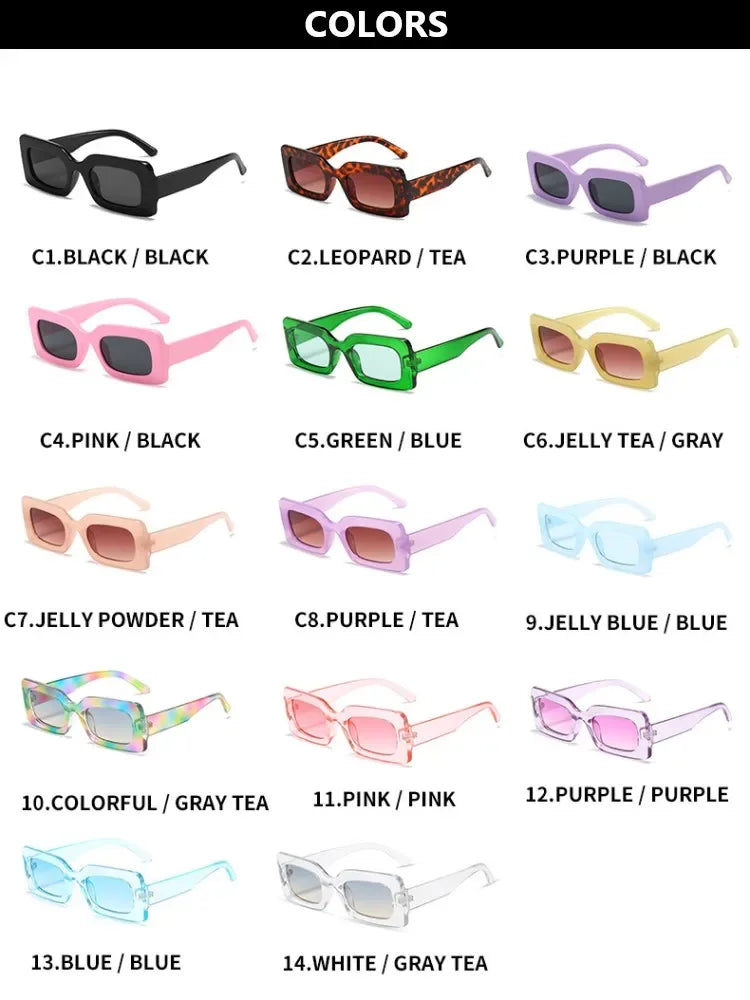 Women's Vintage Rectangle Frame Sunglasses UV400