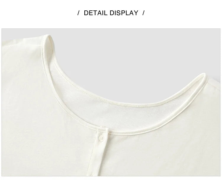 Women's Long Sleeve U-Neck T-Shirt - Minimalist Elegant Cardigan Style Top