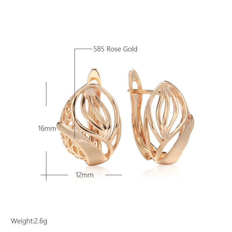 Glossy Dangle Earrings For Women 585 Rose Gold Colour