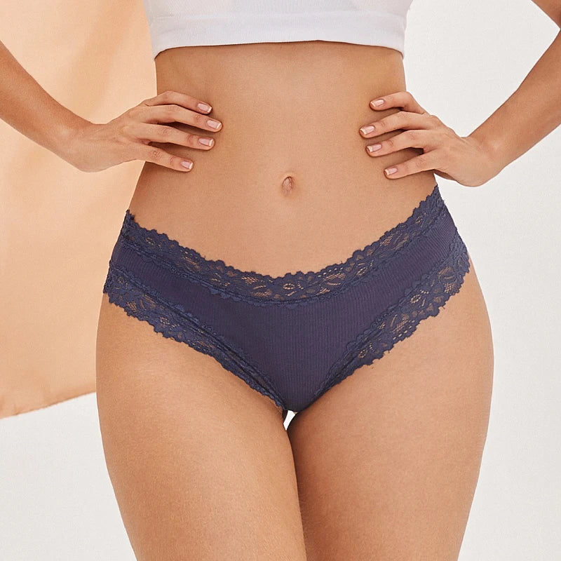 Women's Cotton Brazilian Briefs Set - 5 Pack Lace Underwear