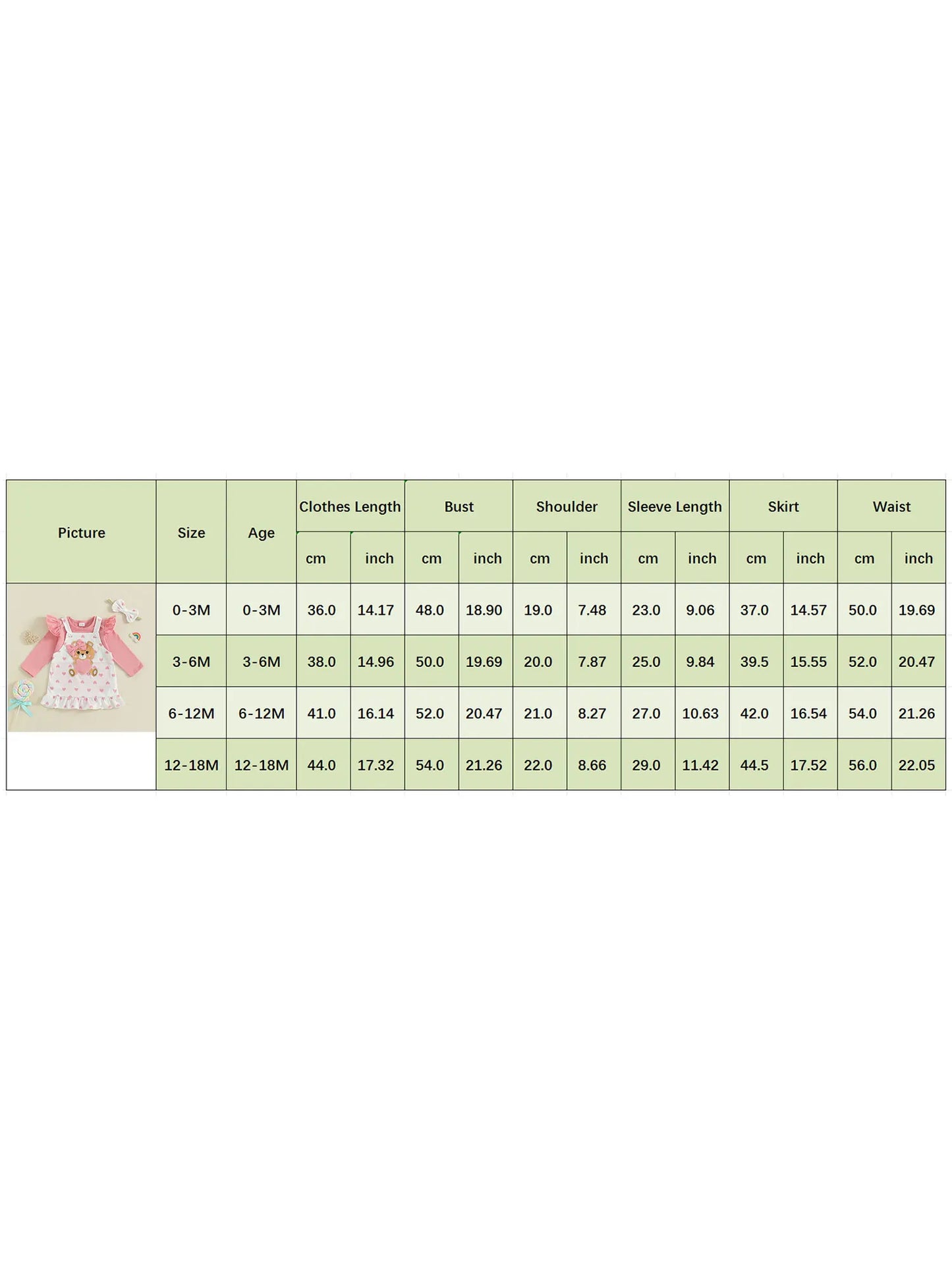 Baby Girls Bear Embroidered Dress Set with Bow Headband (0-18M)
