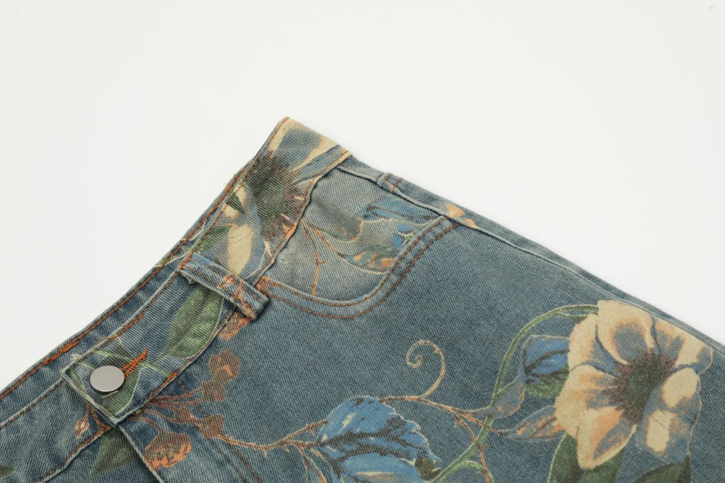 Men's Floral Print Jeans