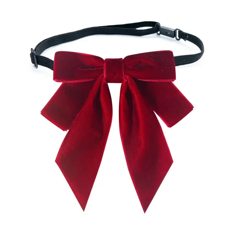 Women's Velvet Bow Tie Brooch - Elegant Collar Pin Accessory