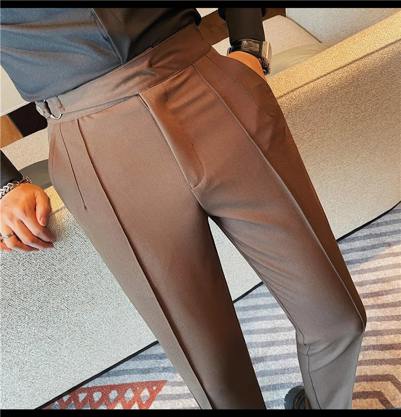 Men's British Style Slim Fit Smart Casual Trousers