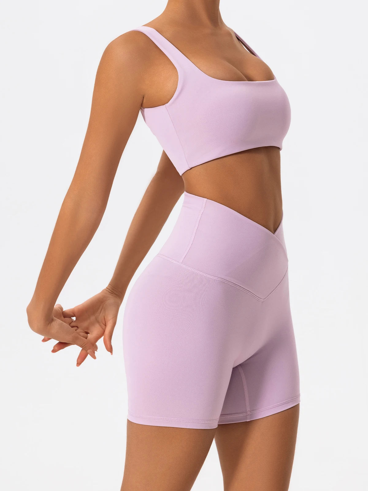 Cross Waist Gym Shorts - High Waist Breathable Cycling Yoga Shorts
