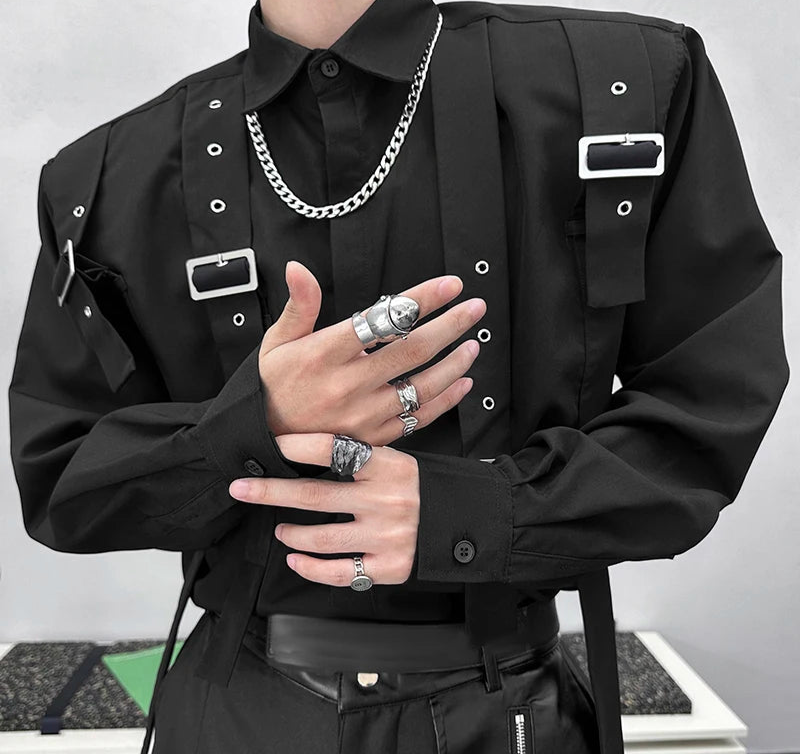 Men's Summer Spring Lace-Up Long Sleeve Oversized Casual Shirt