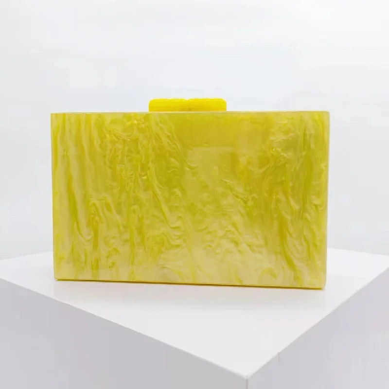 Yellow Pearl Acrylic Ladies Handbag - Casual Crossbody Shoulder Bag Wallet
