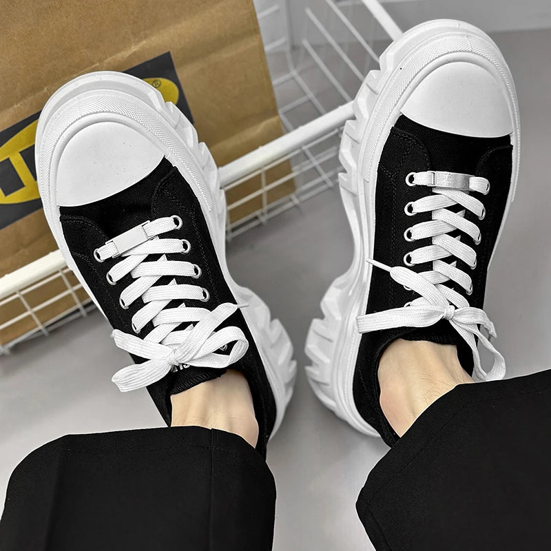 Men's Autumn Platform Walking Shoes - Chunky Thick Sole Lace-Up Sneakers