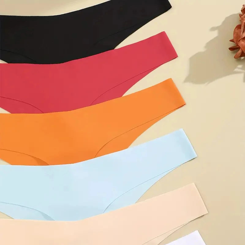 4Pcs Women's Seamless Thongs Breathable Panties Low-Waist Solid Underwear Stretch G-string Invisible T-Back Lingerie