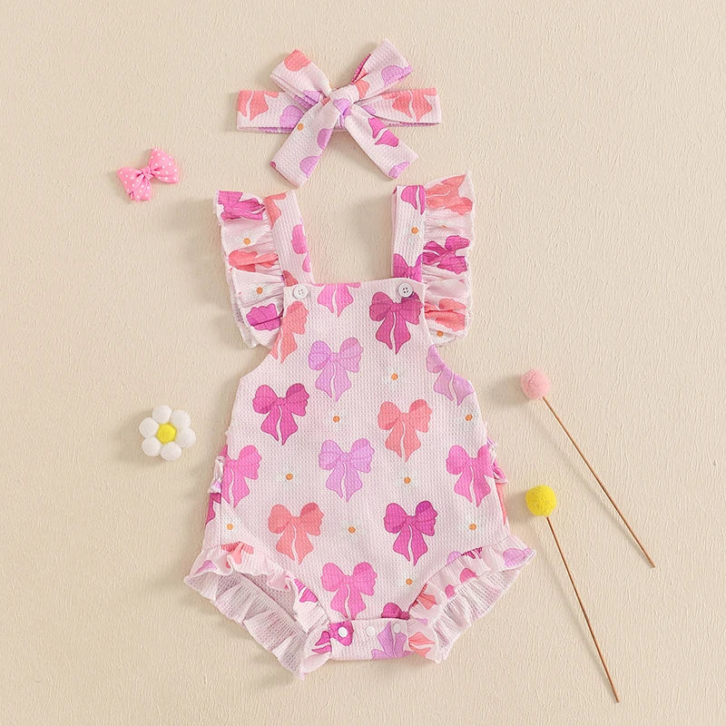 Lovely Baby Girls Romper Set with Headband (0-18M)