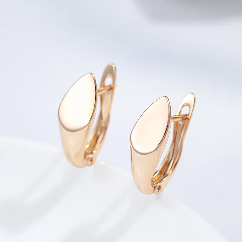 585 Rose Gold Colour Glossy Dangle Earrings Simple Rhombus Earrings For Women
