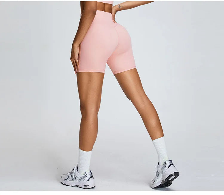 Women's Seamless Buttock Lift Sports Shorts  Running Scrunch Workout Yoga High Waist Gym Shorts