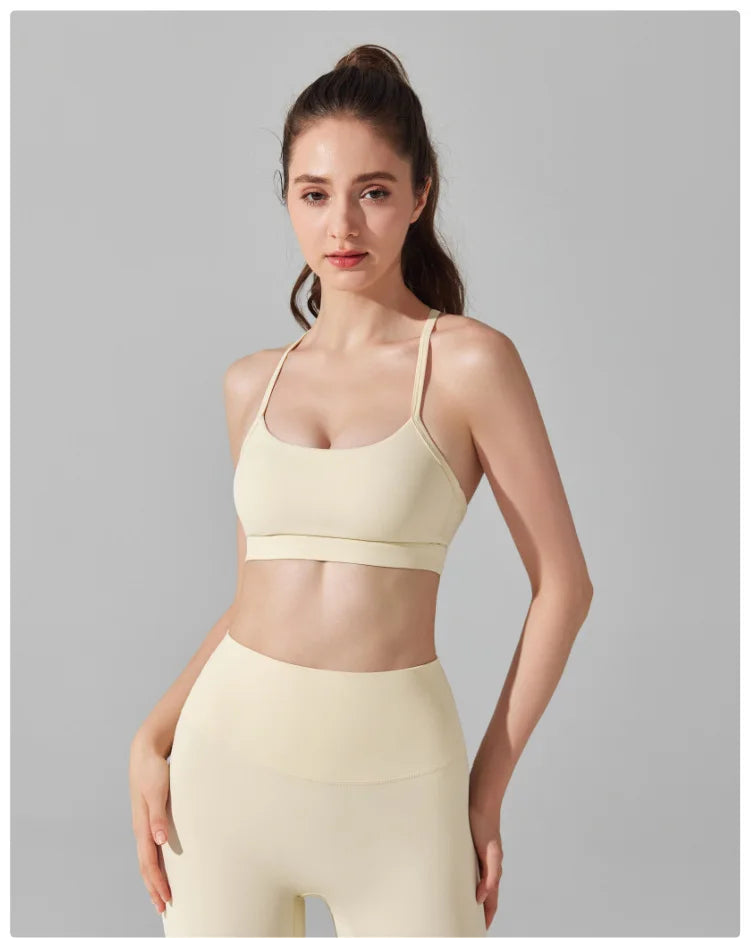 Women's Fitness Yoga Bra Buttery Soft Gym Crop Top Back Breathable Workout Top Sports Vest