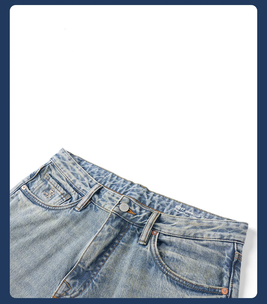 Men's Bootcut Jeans - Vintage Washed Denim with Stretch