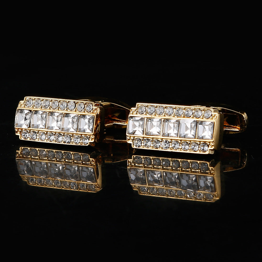 Rhinestone Crystal Cufflinks - Men's Elegant Wedding Formal Accessories