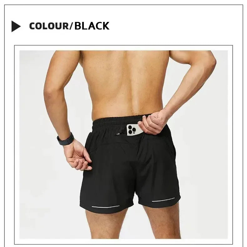 Men's Single Deck Beach Sweat Shorts with Zipped Back Pocket Running Training Marathon Athletic Breathable Shorts