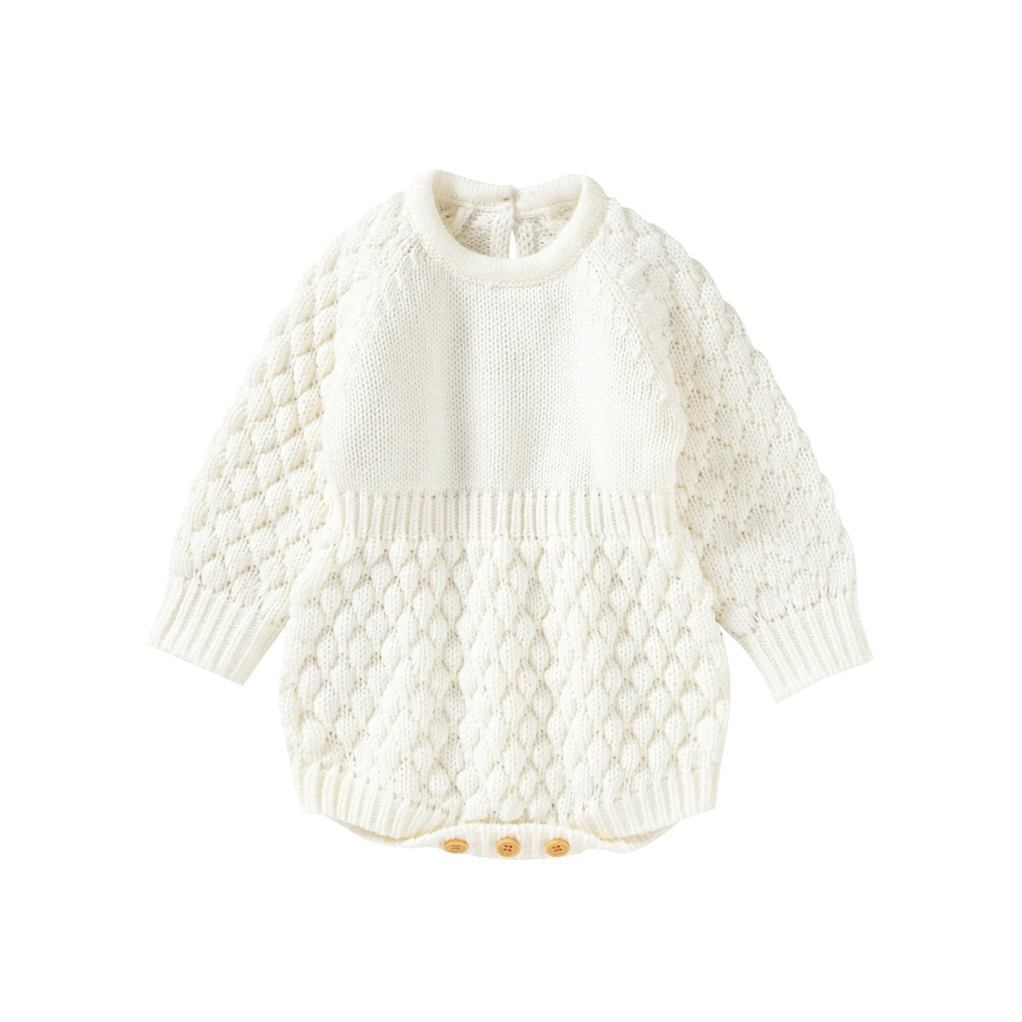 Baby Sweater Romper - Solid Knitted Long Sleeve Warm Jumpsuit