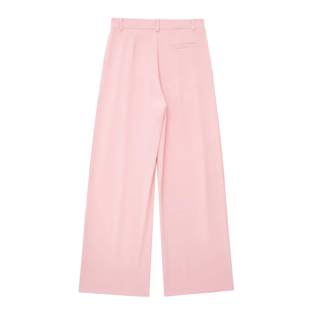 Women's Solid Colour Backless Hanging Neck Collar Vest Long Trousers Set