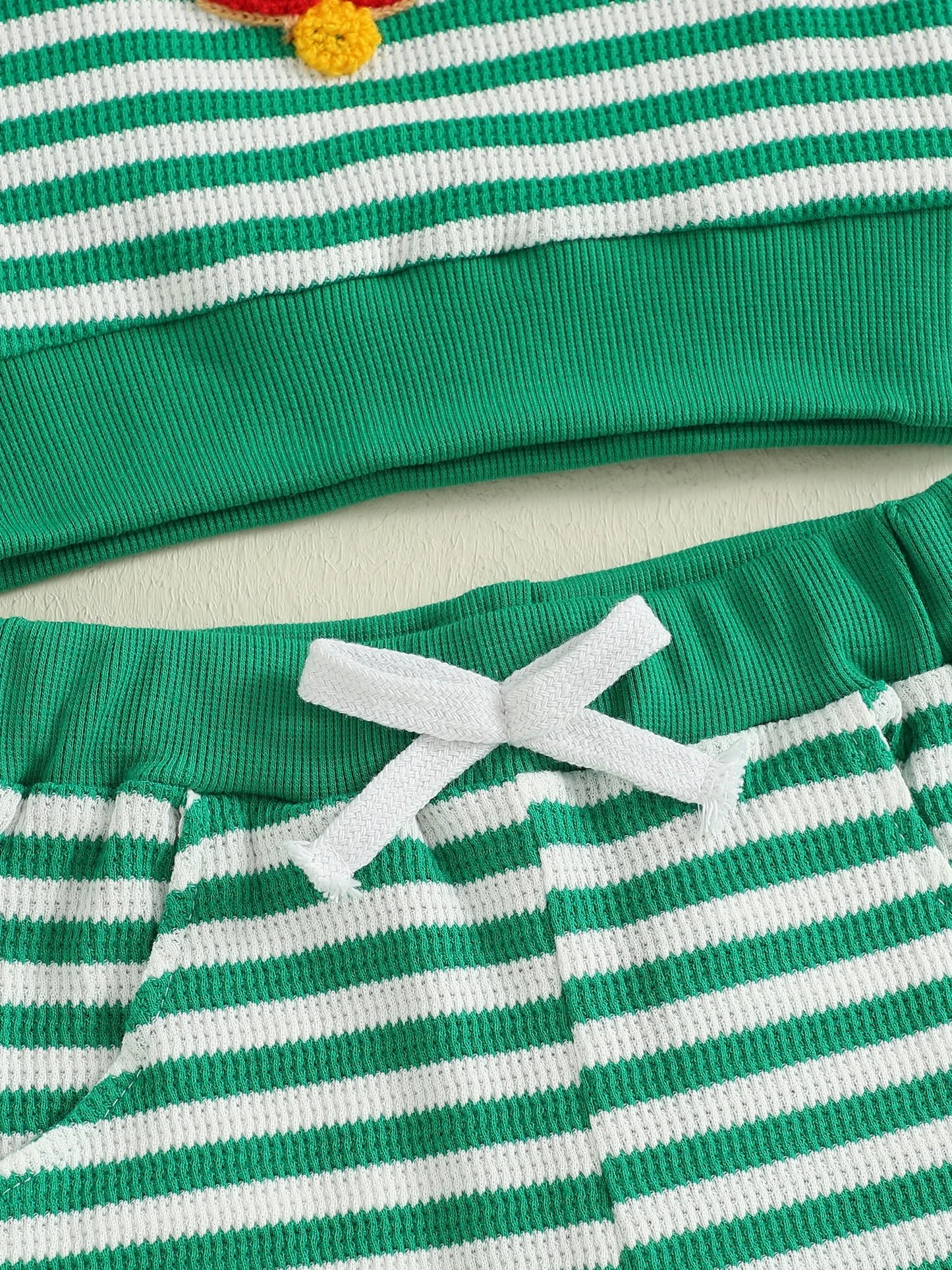 Infant Baby Boys Christmas Clothes Set - Long Sleeve Deer Embroidery Striped Sweatshirt & Pants