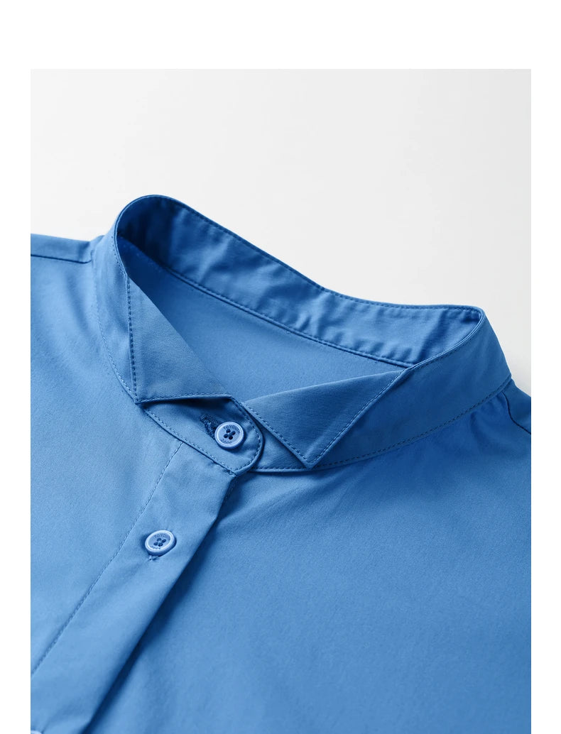 Women's Blouse Stand Collar Single Breasted Button  Shirt