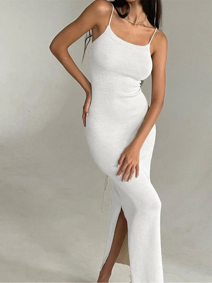 Women's Backless Bandage Knitted Sleeveless Slip Dress