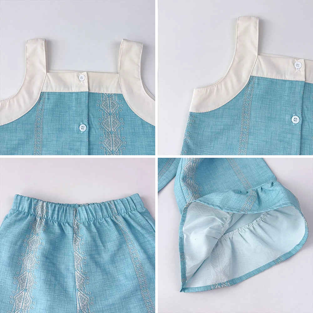 Girl's 3-7 Y Single Breasted Camisole Top and pants Two-piece Set