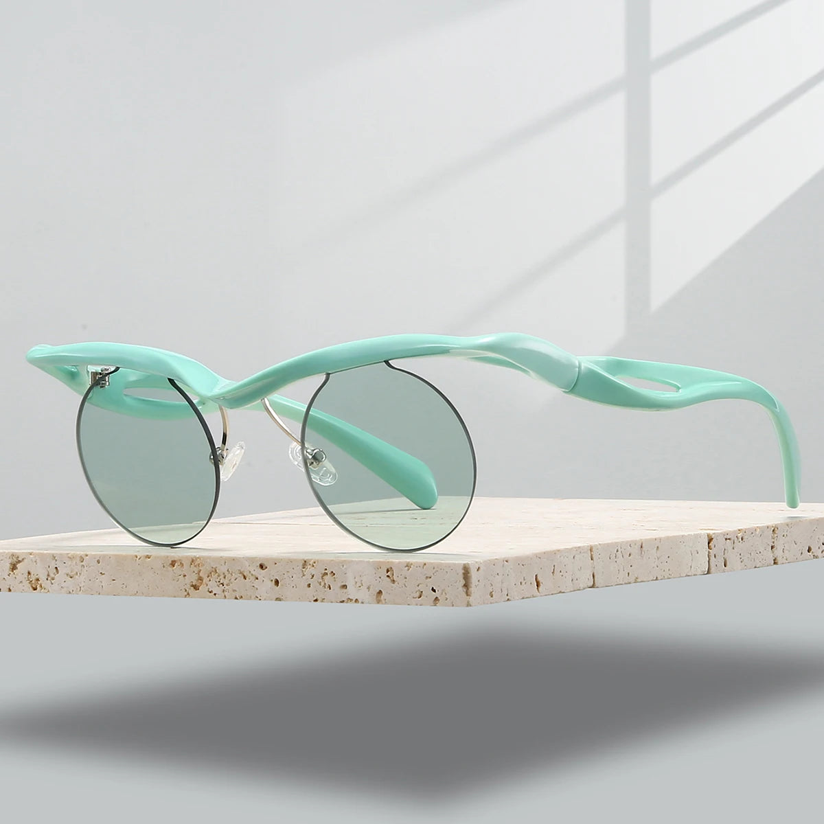 Unisex Irregular Semi-rimless Round Vintage Punk Anti UV Sunglasses