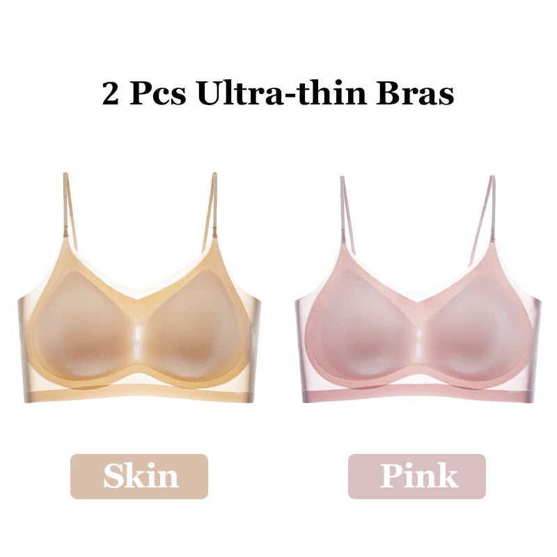 Women's Seamless Wireless Bralette 2-Pack - Ultra-Thin Ice Silk Breathable Vest