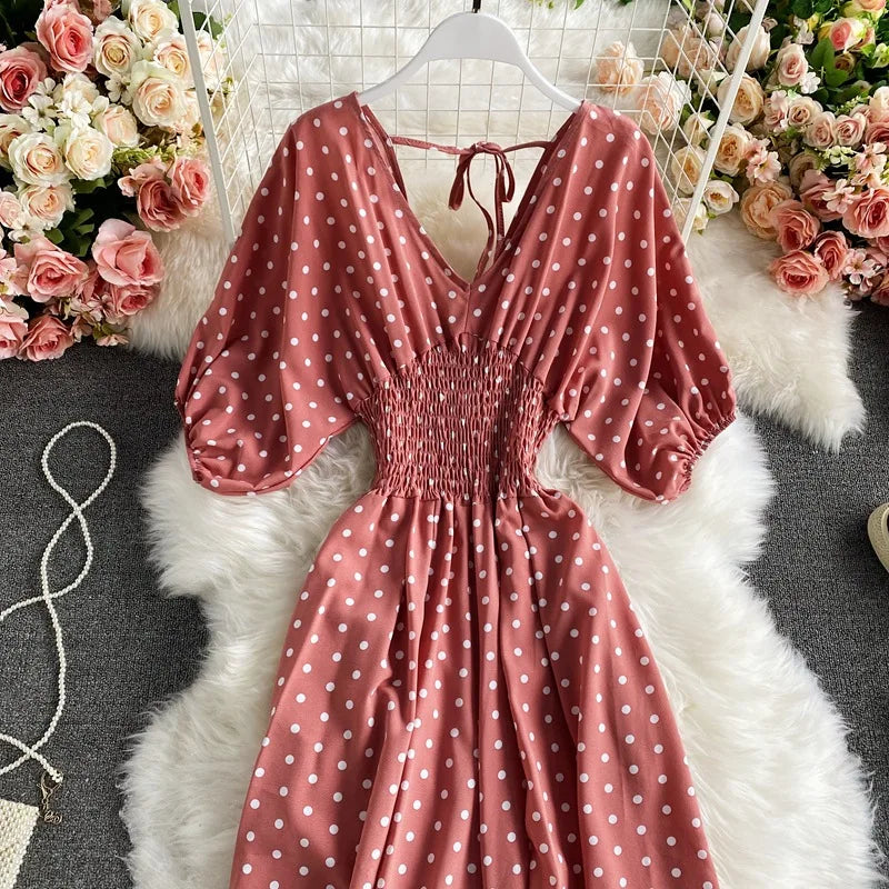 Women's V-Neck Floral Print Jumpsuit - Dolman Sleeves Wide Leg Trousers