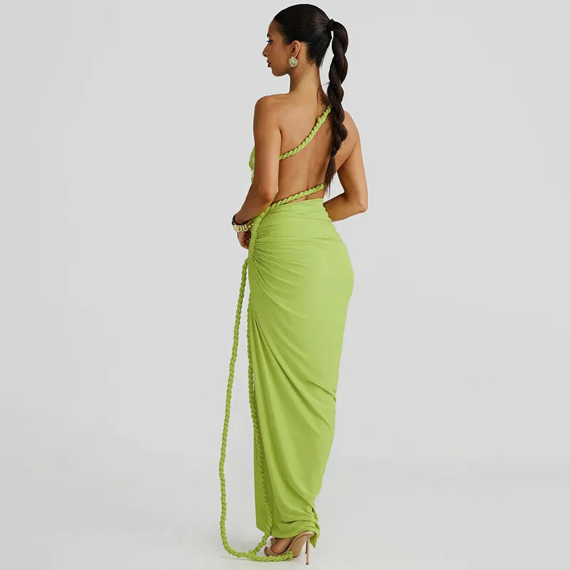 Women's Off-shoulder Thigh High Split Maxi Strapless Sleeveless Ruched Bodycon Party Dress