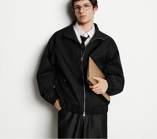 Loose Fit Stand Collar Minimalist Fashion Casual Jacket