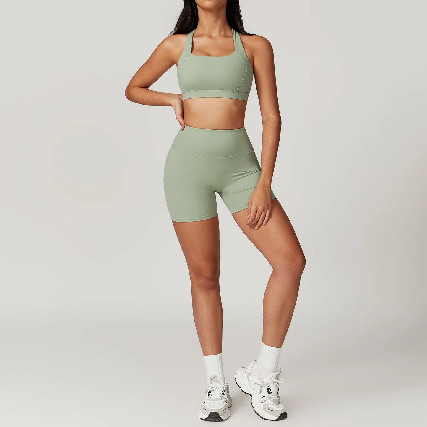 Women's 2Pcs Sports Fitness Tracksuit Workout Sportswear Quick-Drying Yoga Gym Yoga Set