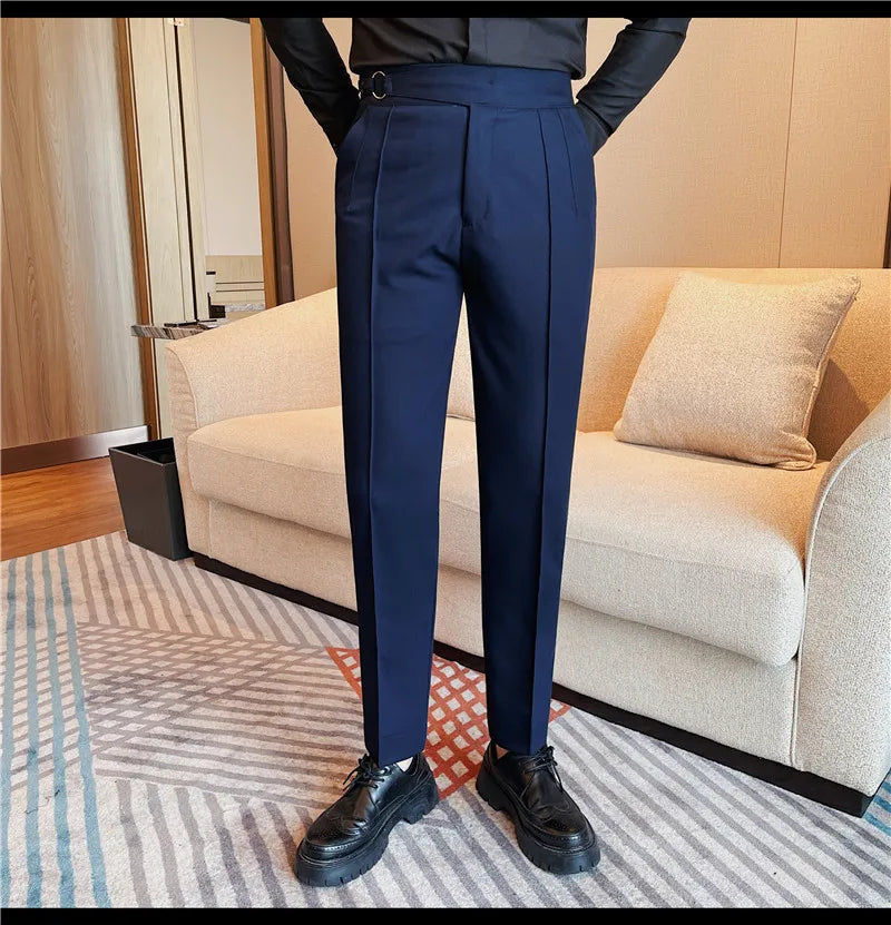 Men's British Style Slim Fit Smart Casual Trousers